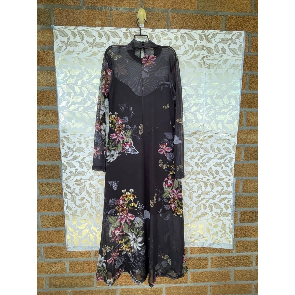 AllSaints Hanna Floral Mesh Maxi Dress UK 12 US 8 Whimsigoth Moody Romance - Picture 11 of 12